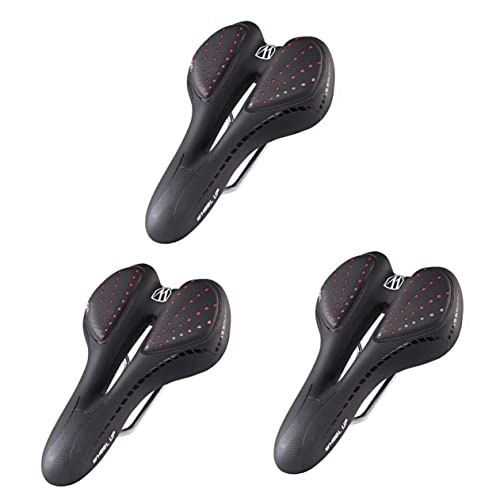 Mountain Bike Seat : GAFOKI 3 pcs Re Bikes Padded Men Accessory Seat Bike Black Comfortable Mountain Riding Bicycle Saddle And Cycling Zone Design Outdoor Sports Pad Ergonomics Silicone With Cushion Central