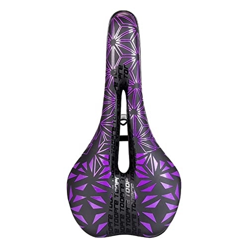 Mountain Bike Seat : GAWDI Bicycle Saddle Colored Hollow Sponge Mountain Road Bike Thickened Super Soft Comfortable Seat Universal Wear-resistant Sunscreen bicycle saddle (Color : Purple)
