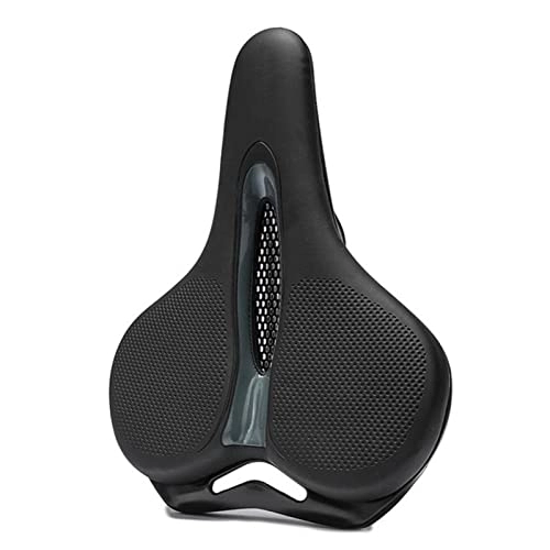 Mountain Bike Seat : GAWDI MTB Bicycle Saddle Silicone Extra Soft Hollow Breathable Cycling Cushion Shock Absorption Road Mountain Bike Seat Bicycle Parts bicycle saddle (Color : Black)