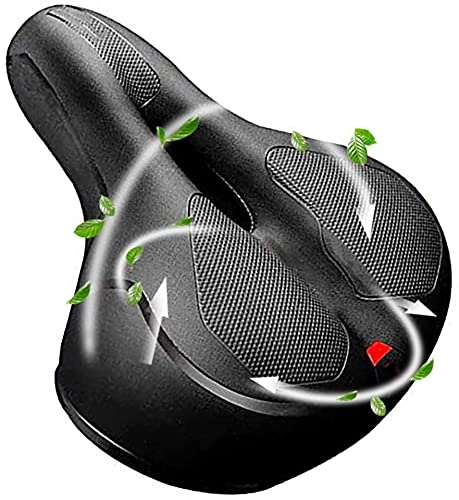 Mountain Bike Seat : GCX Bicycle Saddle Comfort Wide Cushion Pad Waterproof Breathable Universal Fit Reflective Strip with Dual Shock Absorbing Ball for Fits MTB Mountain Bike / Road Bike / Spinning Exercise Bikes