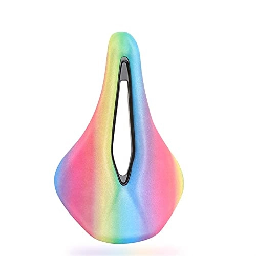 Mountain Bike Seat : GDYJP Rainbow Cushion ​Seat Mountain Bike Saddle Colorful Soft Seat Cycling Breathable Thicken Hollow Bicycle Saddle, Cycling Road Bike Saddles (Color : B Model)