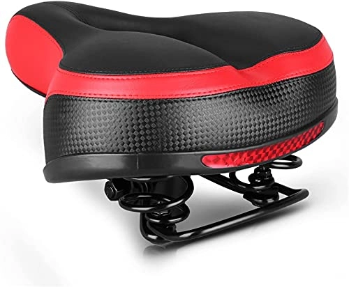 Mountain Bike Seat : GDYJP Tape Soft Cushion Bike Seat Cushion Saddle With Reflective Stationary Parts Bike Seat, Exercise Bike Mountain Bike Fit For For Men And Women (Color : Red)