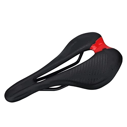 Mountain Bike Seat : GFMODE NEW Seat Cushion Fiber Cushion Road Car Cushion Ergonomic Mountain Bike Saddle cushion Bicycle Accessories (Color : Black red)