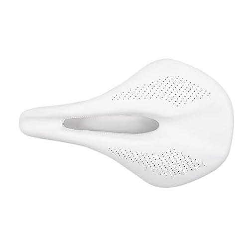 Mountain Bike Seat : GFMODE Ultralight Carbon Saddle Bicycle MTB Mountain BIke Saddle Carbon fiber Road Bike Saddle Bicycle seat Cushion parts (Color : White 143mm)