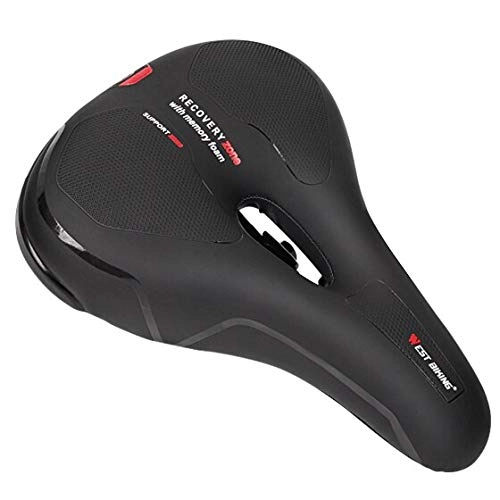 Mountain Bike Seat : GHMOZ Outdoor sport WEST BIKING MTB Bike Saddle Comfortable Mountain Bicycle Saddle Non-slip Shock Absorption Cycling Hollow Seat Bike Accessories (Color : Black Red)