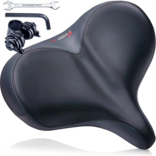 Mountain Bike Seat : Giddy Up! Bike Seat - Compatible with Peloton ExerciseRoad Bicycle - Oversized Waterproof Comtable Bicycle Saddle with LED - Extra Wide Replacement Universal Indoor Outdoor Memory Foam, Black, XL