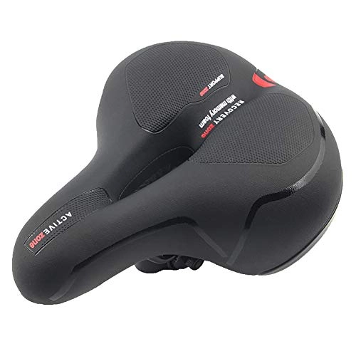 Mountain Bike Seat : GLOVEY Bike Seat Cushion Wide, Mountain With Reflective Sticker Bicycle Cycling Thicken Widen Breathable Saddle Soft Bike Hollow Saddle