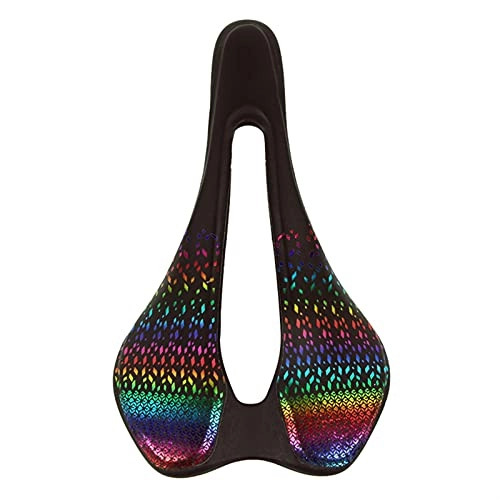 Mountain Bike Seat : GO-AHEAD Bike Seat, Reflective Carbon Saddle Bicycle Breathable Seat Cushion Hollow Seat Cushion Bicycle Accessories Mtb Accessories (Color : Color gradient)