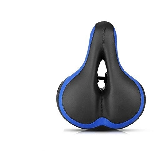 Mountain Bike Seat : GOBBIS Bike Saddle, Mountain Bike Seat PU Leather Bicycle Saddle Dual-spring Bike Big Bum Seat Soft Extra Comfort Wide Saddle Pad For Bicycle Bike Cover Accessories (Color : Blue)