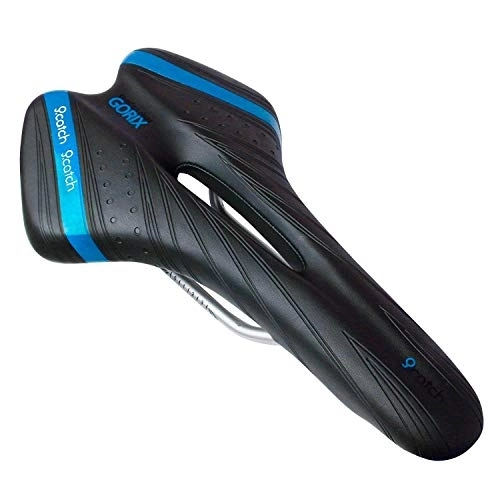 Mountain Bike Seat : GORIX Bicycle Saddle Seat Comfortable Cushion with Rail Mountain Road Bicycle for Men and Women (A6-1) (Black × Blue)