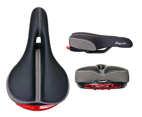 Mountain Bike Seat : GR&ST Road Bike Saddle Bicycle Seat Cushion Ergonomic Hollow Shock Absorption Design Soft and Comfortable Sponge Foam with Tail Light Cushion Black and gray