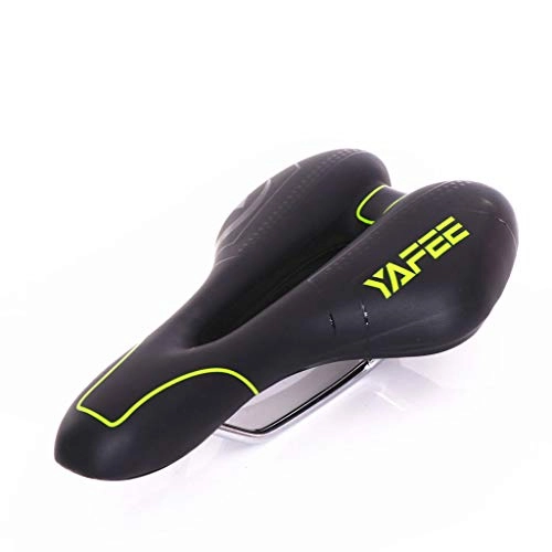 Mountain Bike Seat : GR&ST Saddle Bicycle Mountain Soft and Comfortable Cushion Hollow Ventilation Breathable Leather Silicone Polyurethane Foam Pad Plastic Bottom Seat Cushion Green