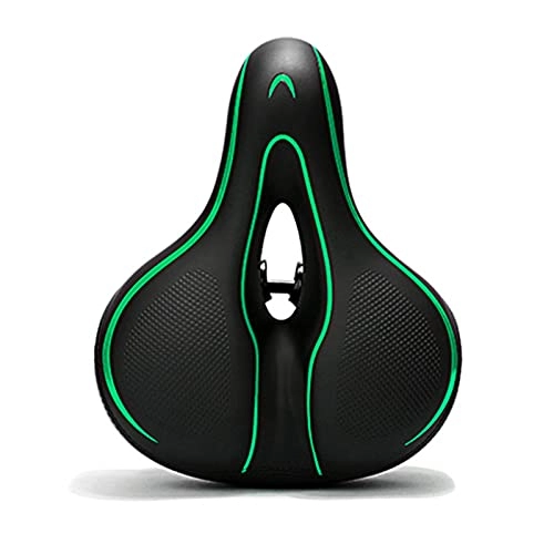 Mountain Bike Seat : GSYNXYYA Bike Seat - Cycling Polyurethane Gel Saddle, Mountain Bike Saddle for Unisex, with Dual Shock Absorbing Waterproof(9.4 * 7 * 4.7In), Black green