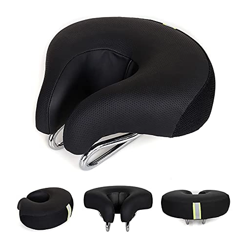 Mountain Bike Seat : GSYNXYYA Bike Seat - No Nose Mountain Bike Saddle Waterproof Breathable, Thickened Super Soft And Comfortable Cushion(7.5 * 6.5 * 3.5In), Black