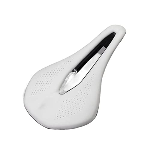 Mountain Bike Seat : H & R Bicycle Seat Saddle MTB Road Bike Saddles Mountain Bike Racing Saddle PU Breathable Soft Seat Cushion (Color : White)