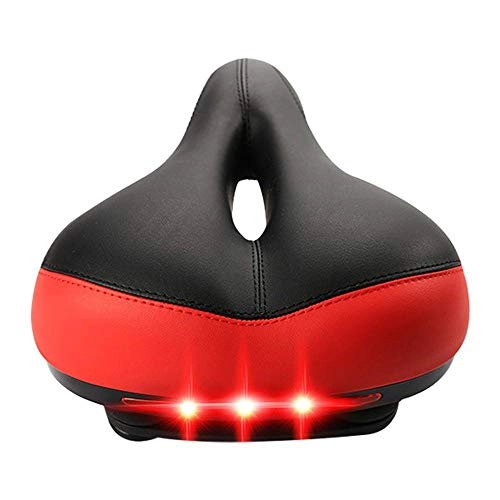 Mountain Bike Seat : Hamkaw Men Women Bike Seat With LED Light, Breathable Soft Shock Absorbing Bicycle Seat, Including Mounting Wrench Allen Key, Universal Fit For Exercise Bike And Outdoor Bikes