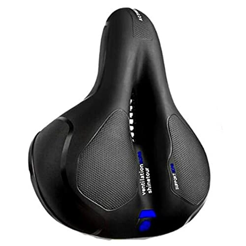 Mountain Bike Seat : HBOY Comfortable Bike Seat Cushion -LED with light Seat Dual Shock Absorbing Ball Memory Foam Waterproof Bicycle Saddle Fit for Stationary / Mountain / Road, black blue