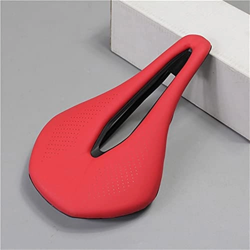 Mountain Bike Seat : HBYXGS Bicycle Seat Saddle MTB Road Bike Saddles Mountain Bike Racing Saddle PU Breathable Soft Seat Cushion (Color : Red)