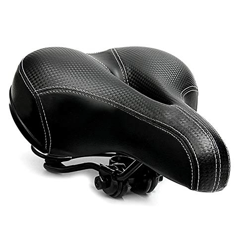 Mountain Bike Seat : HDHUIXS Reliable Shock Absorbing Hollow Bicycle Saddle PVC Fabric Soft Cycling Road Mountain Bike Seat Bicycle Accessories Safety (Color : Black)