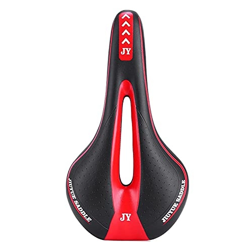 Mountain Bike Seat : HEZHANG Cycling Equipment Mountain Bike Seat Cushion, Comfortable Silicone Bicycle Saddle, Hollow Breathable Bicycle Seat, Universal Installation, Red, 27×14.5Cm