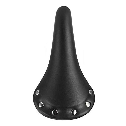 Mountain Bike Seat : HLY Trading Accessories Fixed Racing Mountain Bike Shock Absorb Non-slip Mat PU Leather Soft Seat Cushion Rivet Bicycle Saddle Solid Steel Cycling Parts (Color : Black)