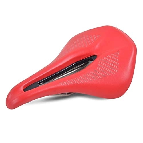 Mountain Bike Seat : HLY Trading Bicycle Saddle Comfortable Mountain / MTB Road Bike Seat PU Leather Surface Cushion Soft Shockproof Bike Saddle Bicycle Parts Cycling Parts (Color : Red)