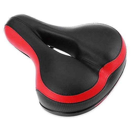 Mountain Bike Seat : HLY Trading Mountain Bicycle Saddle Cycling Big Wide Bike Seat Red&black Comfort Soft Gel Cushion Cycling Parts (Color : Red)