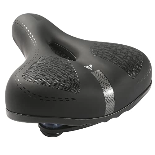 Mountain Bike Seat : HNVNER Wide Bike Seat, Comfortable Bike Saddle Filled With High-density Memory Foam, Comfy Soft Bicycle Seat with Bicycle Saddle Rain Cover and Reflective Bands, Compatible with Most Bicycle