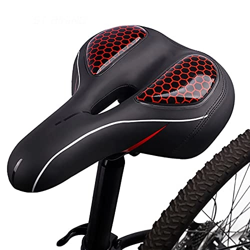 Mountain Bike Seat : Hollow Ergonomic Bicycle Seat, Bike Saddle Seat with Cycling Taillight, Memory Foam Padded Leather Bicycle Saddle Cushion, Fit Most Bikes, Red