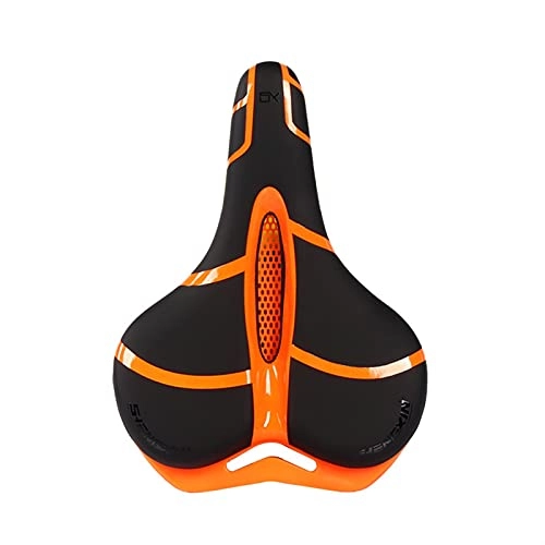 Mountain Bike Seat : HQBicyCleseat Comfortable Bike Seat Bicycle Saddle Thickening of The Memory Foam Waterproof Replacement Leather Bike Saddle on Your Mountain Bike for Women and Men with Big Bottoms (Color : Orange)