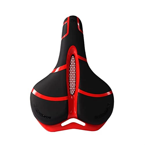 Mountain Bike Seat : HQBicyCleseat Comfortable Bike Seat Bicycle Saddle Thickening of The Memory Foam Waterproof Replacement Leather Bike Saddle on Your Mountain Bike for Women and Men with Big Bottoms (Color : Red)
