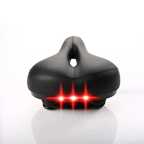 Mountain Bike Seat : HRNDGF Bicycle seat Widened Mountain Bike Seat Cushion With Taillights Soft And Comfortable Seat Accessories Carbon Saddle China black