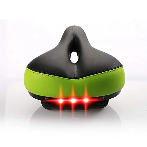 Mountain Bike Seat : HRNDGF Bicycle seat Widened Mountain Bike Seat Cushion With Taillights Soft And Comfortable Seat Accessories Carbon Saddle Russian Federation green