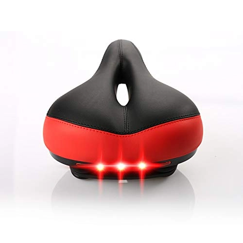 Mountain Bike Seat : HRNDGF Bicycle seat Widened Mountain Bike Seat Cushion With Taillights Soft And Comfortable Seat Accessories Carbon Saddle United States red