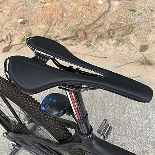 Mountain Bike Seat : HSYSA Bicycle Carbon Fiber Saddle Ultra-lightweight 125g Suitable For Riding Leather Saddle Red / Black / White (Color : No logo white)