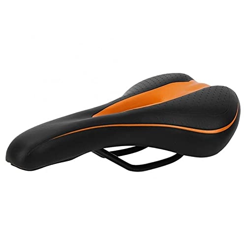 Mountain Bike Seat : HSYSA Bike Saddle Soft Silicone Cushion PU Leather Surface Silica Filled Gel Comfortable Cycling Seat Shock-absorbing Bicycle Saddle (Color : Black)