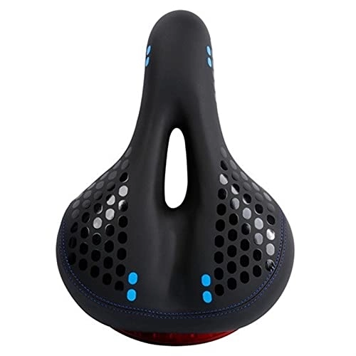 Mountain Bike Seat : HYMD Bike seat Bicycle Saddle Soft Cycling Seat Bike Saddles with Tail Light Thicken Hollow Seat Mat (Color : Blue, Size : 280x200 MM)