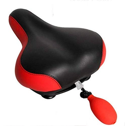 Mountain Bike Seat : Inflatable Bicycle Seat Inflatable Filled Leather Wide Bike Saddle Cushion, Taillights, Waterproof, Double Spring Design, Soft, Breathable, Suitable for Most Bicycles, Comfortable Men and Women