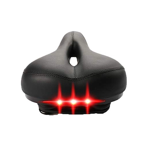 Mountain Bike Seat : JHDUID Bike Seat Bicycle Saddle, Comfort Bike Seat Shock Absorbing Soft with Taillight Waterproof for Women Men Breathable Hollow Designed Fit Most Bikes, Black
