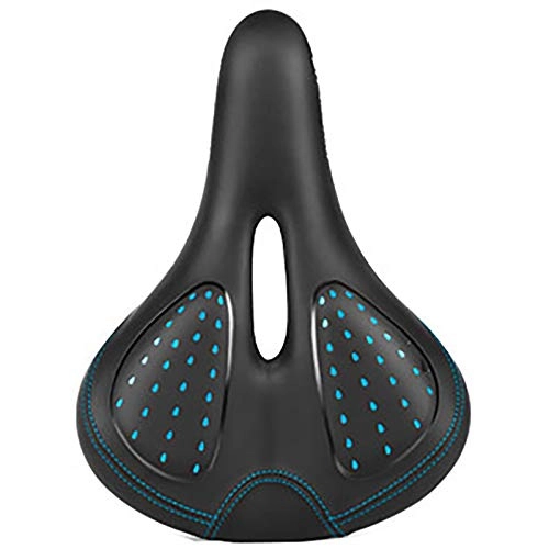 Mountain Bike Seat : JIAGU Padded Bicycle Saddle Mountain Bike Silicone Saddle Bicycle Seat Saddle Seat with Tail Light for Women Men (Color : Blue, Size : 26x19cm)