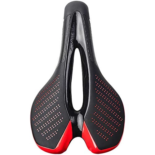 Mountain Bike Seat : JIAGU Padded Bicycle Saddle Road Bike Saddle Bicycle Saddle Bicycle Saddle Suitable for Mountain Bikes for Women Men (Color : Red, Size : 23x16.5cm)