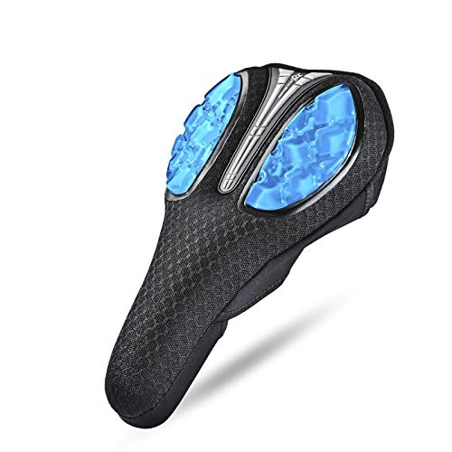 Mountain Bike Seat : JIBO Bicycle Saddle Liquid Silicon Gels Bike Saddle Cover Cycling Seat Mat Comfortable Cushion Soft Seat Cover For Bike Part 28 * 17 * 4 Cm, Blue