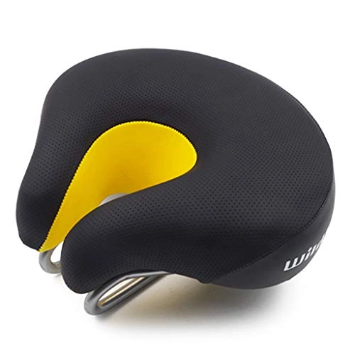 Mountain Bike Seat : JIBO Bicycle Saddle MTB Road Adult Comfortable Open Noseless Bike Front Cushion Cycling Saddle Exercise Bicycle Seat Parts, Yellow