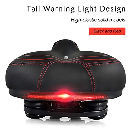 Mountain Bike Seat : JIBO Bicycle Saddle With Tail Light Widen MTB Cushion Road Bike Soft Comfortable Seat Spare Parts For Bicycles Saddle 272 * 215Mm, Black