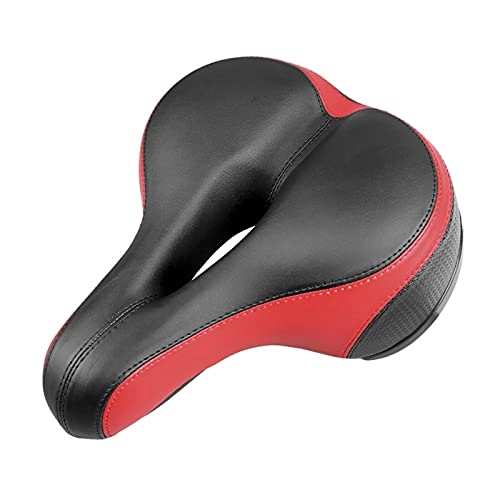Mountain Bike Seat : JieLuoTE Bicycle Saddle, Soft Thicken Wide Mountain Road Bike Saddle Cycling Seat Pad, Foam Padded Leather Road Mountain Bicycle Saddle Cushion with Taillight, for Indoor / Outdoor Bikes (Color : Red)