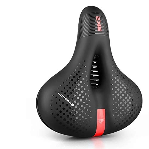 Mountain Bike Seat : jinda Thicken And Increase Bicycle Seat Comfortable Mountain Bike Universal Saddle Seat Breathable Riding Equipment Accessories 270 * 220mm Black+red