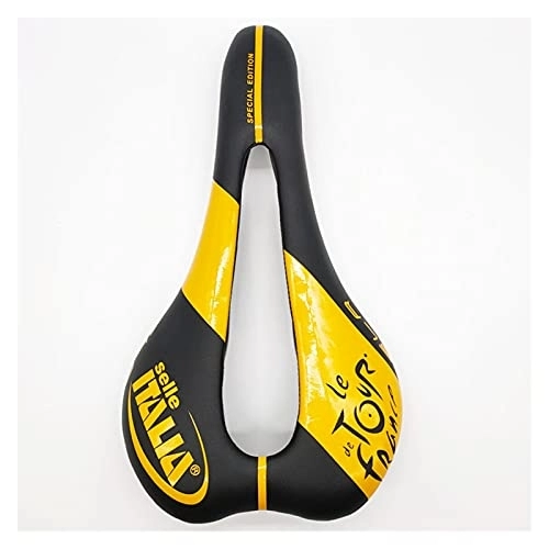 Mountain Bike Seat : JINYAWEI Racing Saddle Carbon Fiber Saddle Ultra Light Saddle Mountain Bike Seat Bike Saddle (Color : Black and yellow)