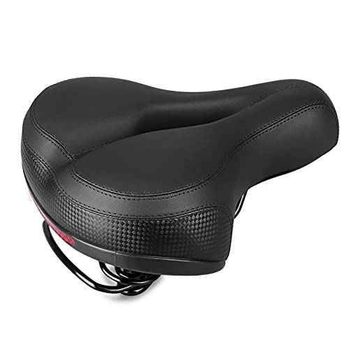 Mountain Bike Seat : JQDMBH Bike Saddles Saddle High Elastic Bicycle Seat Reflective Tape Cushion Shock Absorbing Comfortable Protective Outdoor Cycling Seat Replacement (Color : BLACK)
