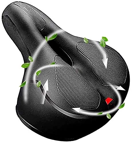 Mountain Bike Seat : JYCCH Bicycle Saddle Comfort Wide Cushion Pad Waterproof Breathable Universal Fit Reflective Strip with Dual Shock Absorbing Ball for Fits Mountain Bike / Road Bike / Spinning Exercise Bikes