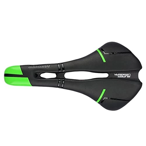 Mountain Bike Seat : KBBKIC Bicycle Seat Saddle Ultra-light Carbon Fiber Seat Saddle Breathable Hollow Design Replacement Accessory For Mountain Bicycle Road Bike (Color : Green)